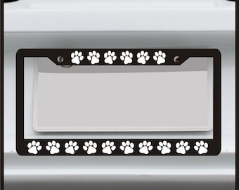Cute Paw Print License Plate Holder for Pet Owners | Custom Front Frame | Durable & Stylish Design | Sticker Connection