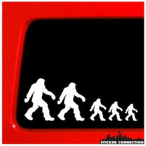 Sticker Connection / Adhesivo para parachoques de la familia de figuras de palo Bigfoot Sasquatch para coche, camión, ventana, furgoneta, Squatchin / 2,75&quot; x 7,5&quot; (blanco)