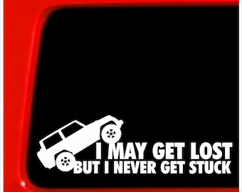 I May Get Lost, But I Never Get Stuck Bumper Sticker Decal for Car, Truck, Window, Laptop | 2.1" (White)