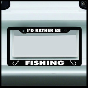 Sticker Connection | I'd Rather Be Fishing | Funny License Plate Frame, Fits Standard USA License Plates