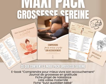 Maxi Pack för en fridfull graviditet och förlossning | Gratis e-bok, graviditetsdagbok, praktisk guide och mantran | PDF