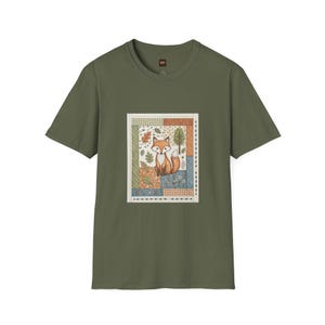 T-shirt med lapptäcke i skogsräv | Söt rävillustration, höstlöv