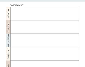 Agenda d'entraînement hebdomadaire simple