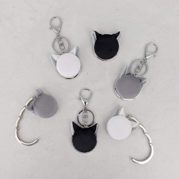 Cat Shaped Handbag Hook Key Ring and Bag Charm, Purse Hook Hanger Key chain, Bag Hook, Folding Purse Hanger