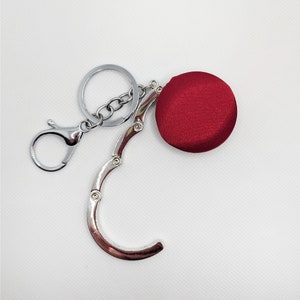 Porte-clés crochet pour sac à main et breloque pour sac, porte-clés crochet pour sac à main, crochet pour sac, cintre pour sac à main pliant en satin rouge