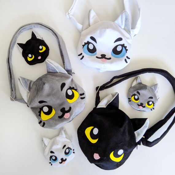 Cat Shaped Coin Purse in Grey Plush Minky Etsy