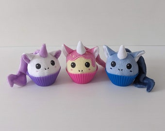 Unicorn Cupcake Mochi Plushie, Soft Toy, Kids Stuffed Toy Handmade from Minky