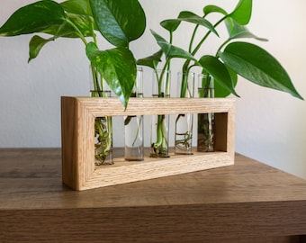 Fern Wood Propagation Station Bud Vase Plant Holder Modern Home Decor Gift for Mom