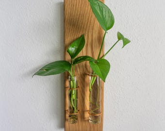 Poppy | Wood and Metal Propagation Station, Wall Mounted Bud Vase