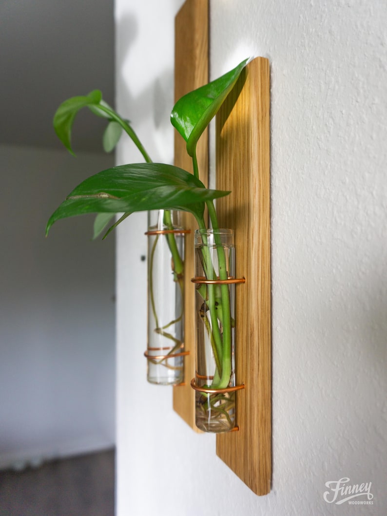 Willow | Wood Metal Propagation Station Bud Vase Wall Mounted Plant Decor image 13