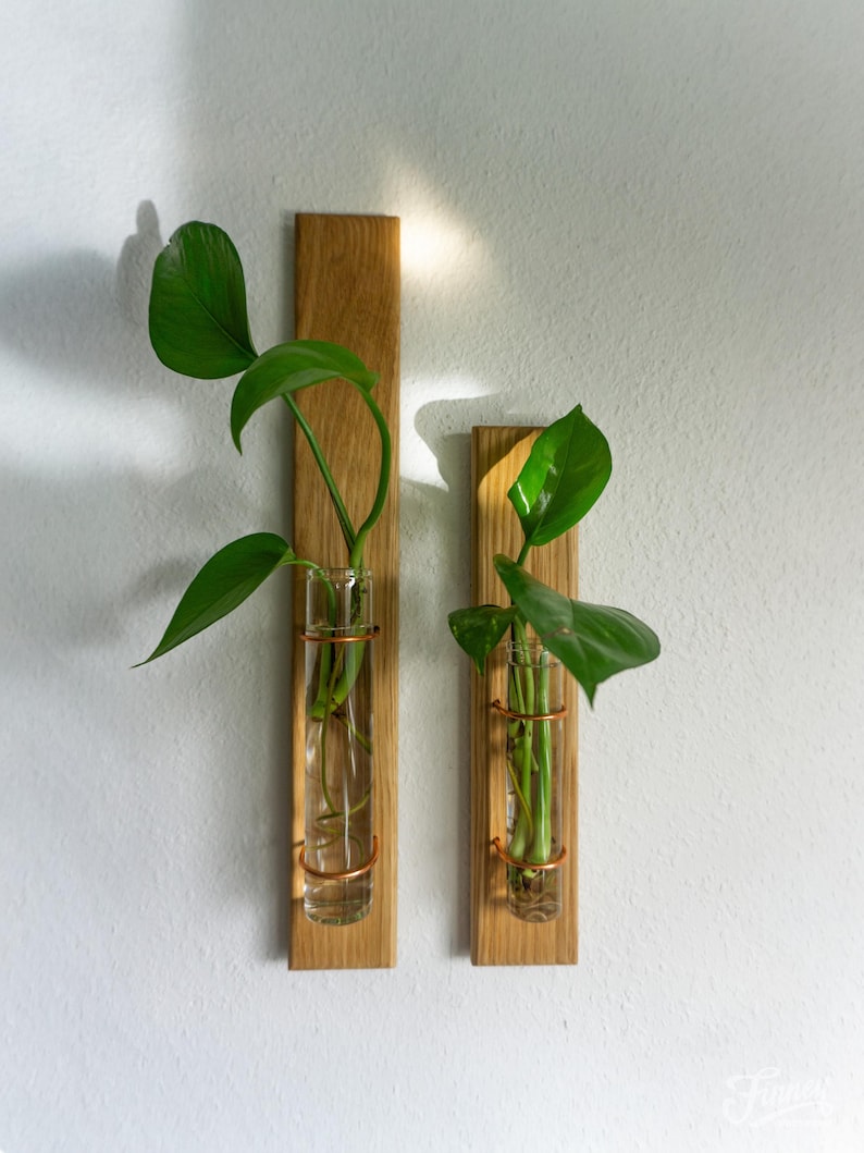 Willow | Wood Metal Propagation Station Bud Vase Wall Mounted Plant Decor image 3