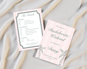 Palm Beach Bachelorette Invitation - Editable Template - Tropical Bach Party Invite