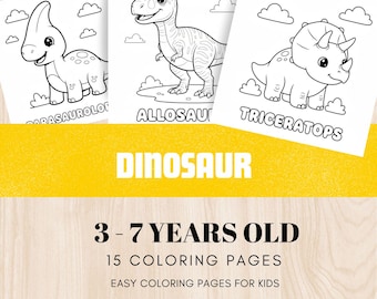 Dinosaur Coloring pages: Kids printable activities (Digital downloads)