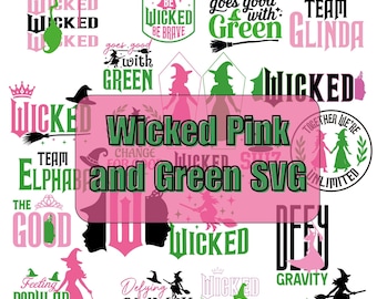 Wicked Film SVG Bundle | Rosa und grüne Grafiken (Digitaler Download)