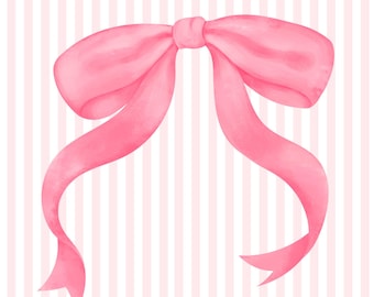 Coquette Pink Bow PNG | Ribbon Bow Watercolor Clipart | Pink Bow Sublimation | Girly Aesthetic PNG | Instant Digital Download