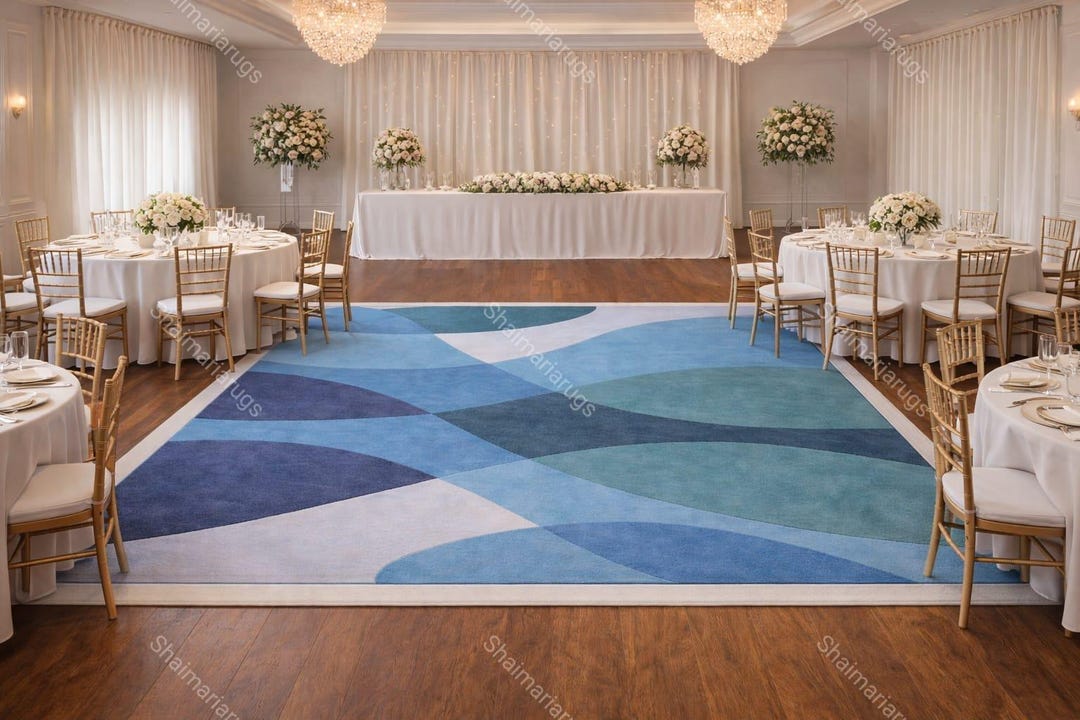 Reception Rugs Blue Geometric Wedding Dance Floor Rug: Modern Reception Centerpiece - Etsy