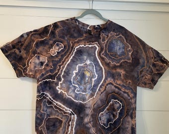 2XL Men's Ice Dyed Geode T-Shirt. Earth Tones