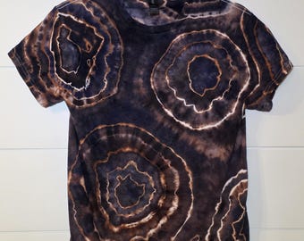 Small Men's Ice Dyed Tie Dye T-Shirt Geode, Earth Tones