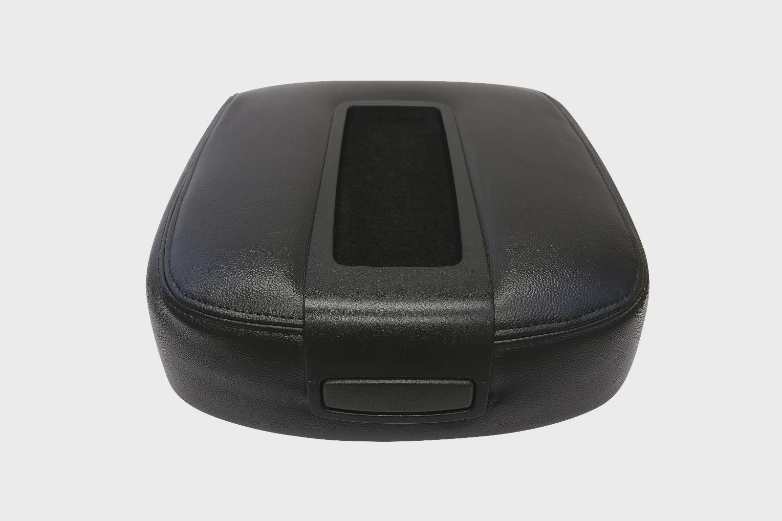 PU Leather Center Console Lid Armrest Cover For Chevy Silverado 2019-2024 – Black, Jump Seat Fit