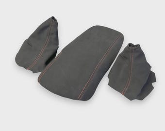 For Corvette C6 2005 Black Alcantara Suede Manual Shift Ebrake Console Cover Set