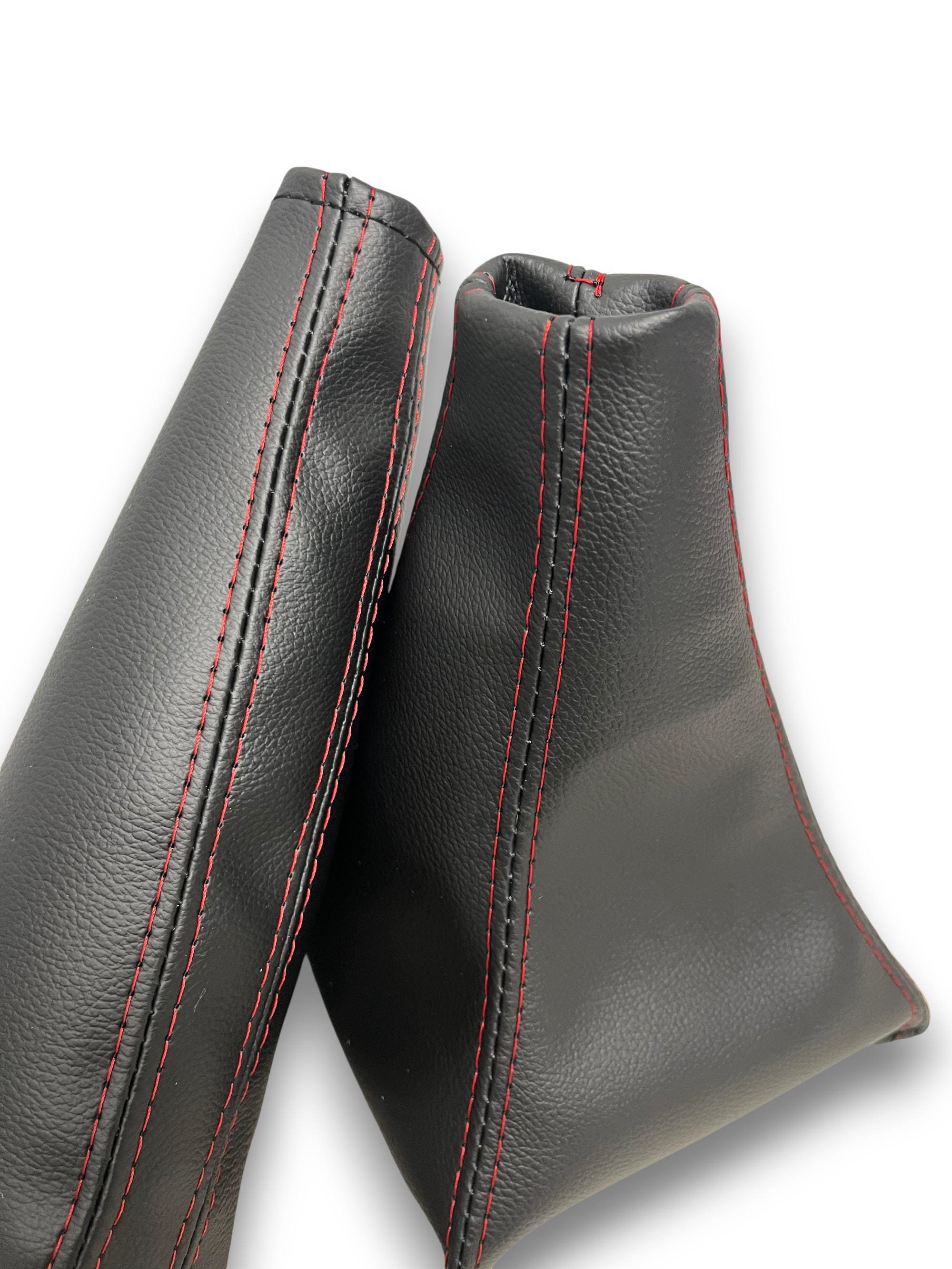 Copri Leva Cambio In Pelle Nera Con Cuciture Rosse, Universale, Manuale/automatico, AUXITO