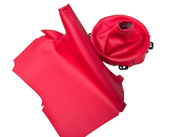 Handmade Red Leather Shift & E-Brake Boot Set, Subaru BRZ, Scion FR-S, Toyota GT86