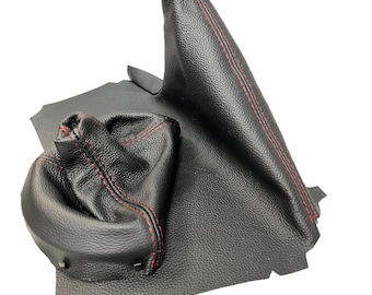 Leather Shift & E-Brake Boot Cover, Red Stitching, for Subaru BRZ/Scion FR-S/Toyota GT86