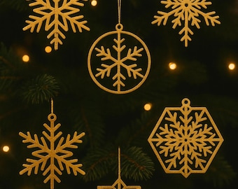 Adornos navideños de copos de nieve • Decoraciones para árboles impresas en 3D • Adornos de copos de nieve de invierno • Decoración navideña • Juego de adornos navideños personalizados