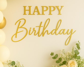 Letrero de cumpleaños personalizado con nombre y edad • Fondo de feliz cumpleaños 3D personalizado • Decoración de pared para fiestas • Decoración de cumpleaños personalizada para niños y adultos