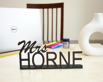 Placa de escritorio personalizada – Letrero con nombre personalizado – Placa de escritorio con nombre – Decoración de escritorio – Placa con nombre impresa en 3D – Regalo para profesores