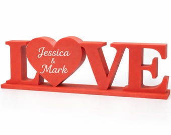 Letrero de amor personalizado impreso en 3D con nombre / Regalo de San Valentín personalizado / Decoración romántica para parejas / Regalo de aniversario de boda
