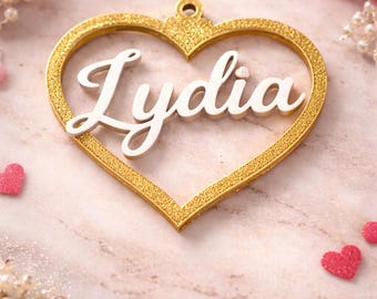 Adorno de corazón personalizado con nombre: regalo de San Valentín personalizado, decoración romántica para el recuerdo.