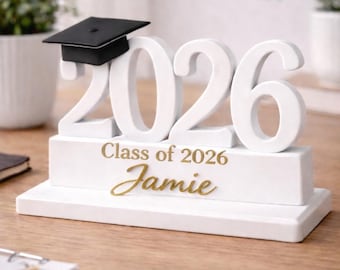 Regalo de graduación personalizado: Letrero con el nombre de la promoción de 2026, Decoración de escritorio personalizada para graduados, Recuerdo de graduación de último año