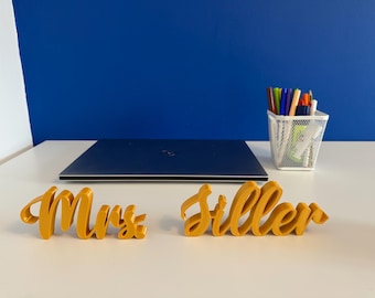 Placa de escritorio personalizada impresa en 3D – Letrero personalizado para oficina / Regalo para profesores / Decoración para oficina en casa / Letrero de escritorio personalizado
