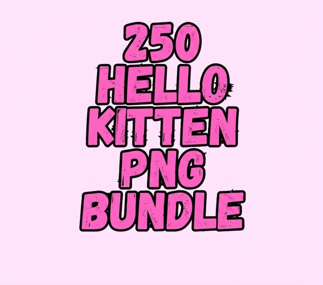 Hello Kitten Text 250 Hello Kitten PNG Bundle | Pink Bow Cartoon Kitty Clipart Pack ...