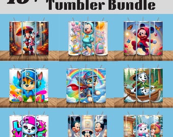10+ Cute Cartoon Tumbler Wrap Bundle, Instant Download 20oz Tumbler PNG Wraps Design, Digital 90 s Cartoon Skinny Designs