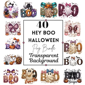 Boujee Halloween Ghost PNG Bundle, trendige gruselige Boo Clipart, Retro Halloween Sublimationsdesigns, niedlicher Geist Kürbis DTF, digitaler Download