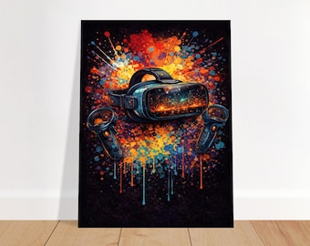 Żywy plakat do gier VR | Grafika ścienna Street Art Splash Gamer | Wciągająca dekoracja VR w wielu rozmiarach