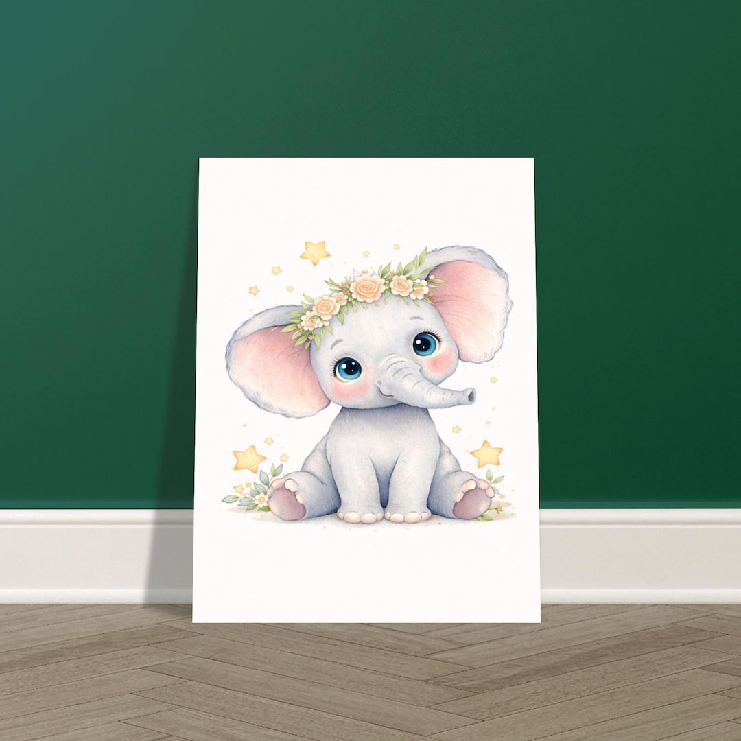 Baby Elephant Nursery Wall Art | Elephant Baby Room Decor | Watercolor ...
