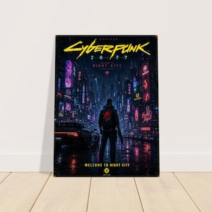 Plakat Cyberpunk 2077 Night City | Grafika ścienna Neon City | Dekoracja do gier science fiction | Plakat do pokoju gracza zdjęcie 6