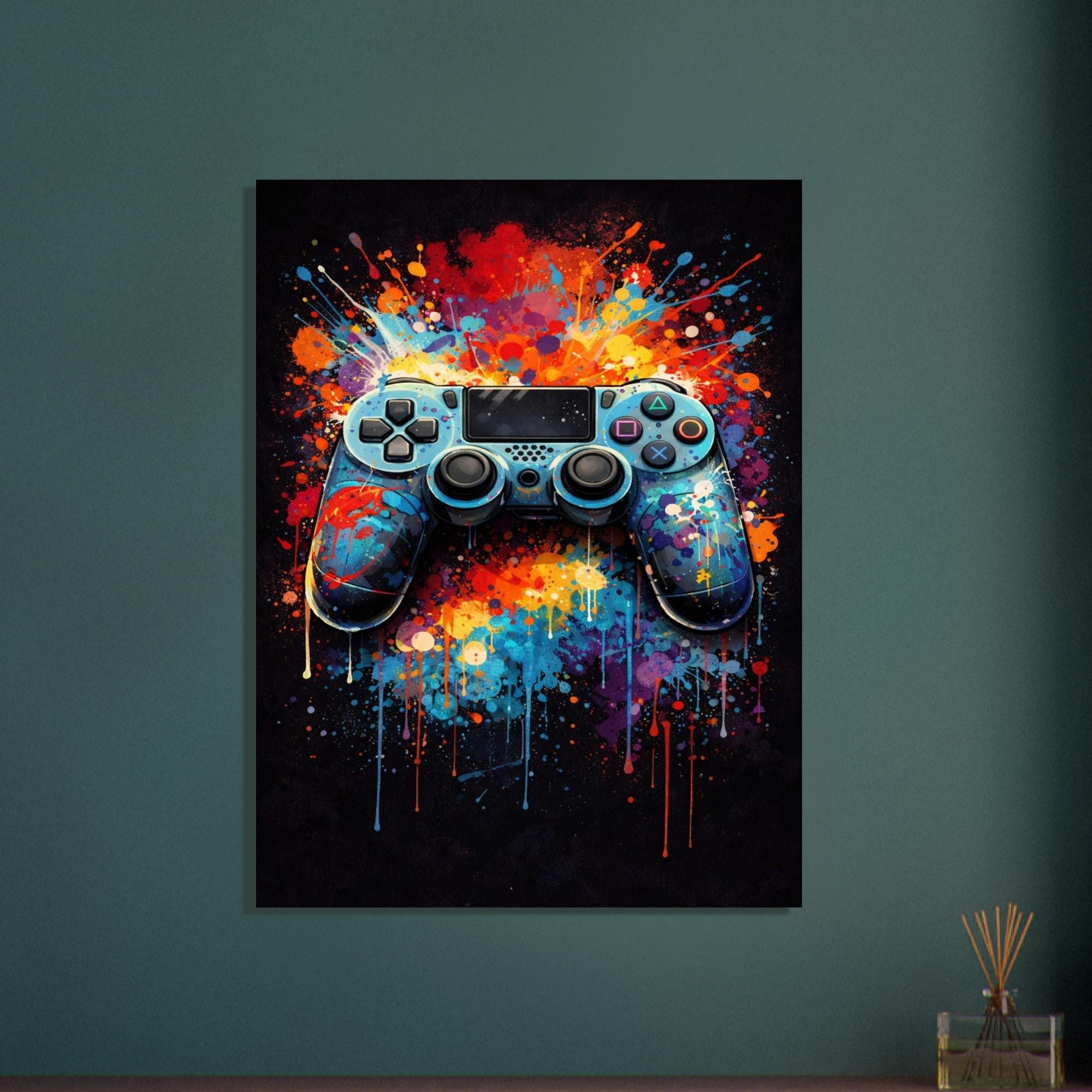 Gaming Color Splash Vibrant Street Art Gaming Poster | Dynamic Controller & Paint Splash ...