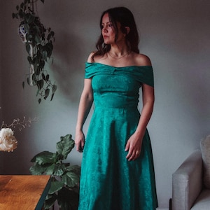 jungle green colour dress Flora Satin Mini Dress