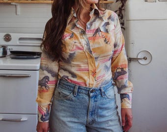 Vintage Wild Horses Pearl Snap Shirt