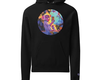Monkey With Phone Hoodie – Colorful Aesthetic Animal Hoodie, Trendy Graphic Hoodie, Funny Monkey Selfie Sweatshirt, Unisex Cozy