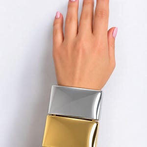 Geometric Cuff Bracelet, Modern Rectangular Statement Bangle, Cuff Jewelry for Women
