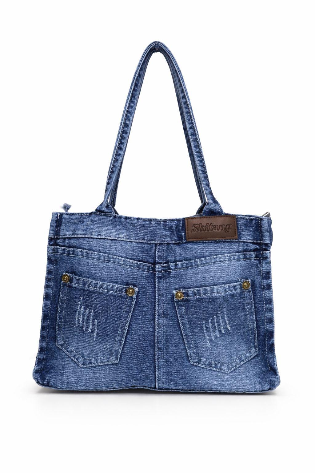 Denim Shoulder Bag, Jean Tote, Casual Everyday Denim Purse, Y2K Handbag, Vintage Style