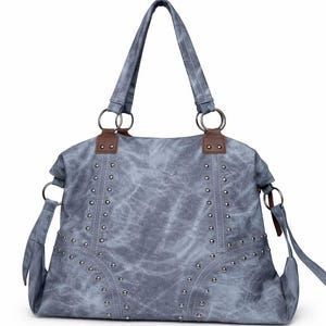 Blue Leather Bag With Studs - Etsy
