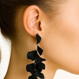Statement Drop Earrings – Long Petal Dangle Earrings, Lightweight Oversized Boho Jewelry