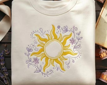 刺繍入りディズニー『塔の上のラプンツェル』プリンセス ラプンツェル サンシャイン ドゥードゥル スウェットシャツ、塔の上のラプンツェル サンシャイン クルーネック、マジックキングダム、ウォルトディズニーワールド