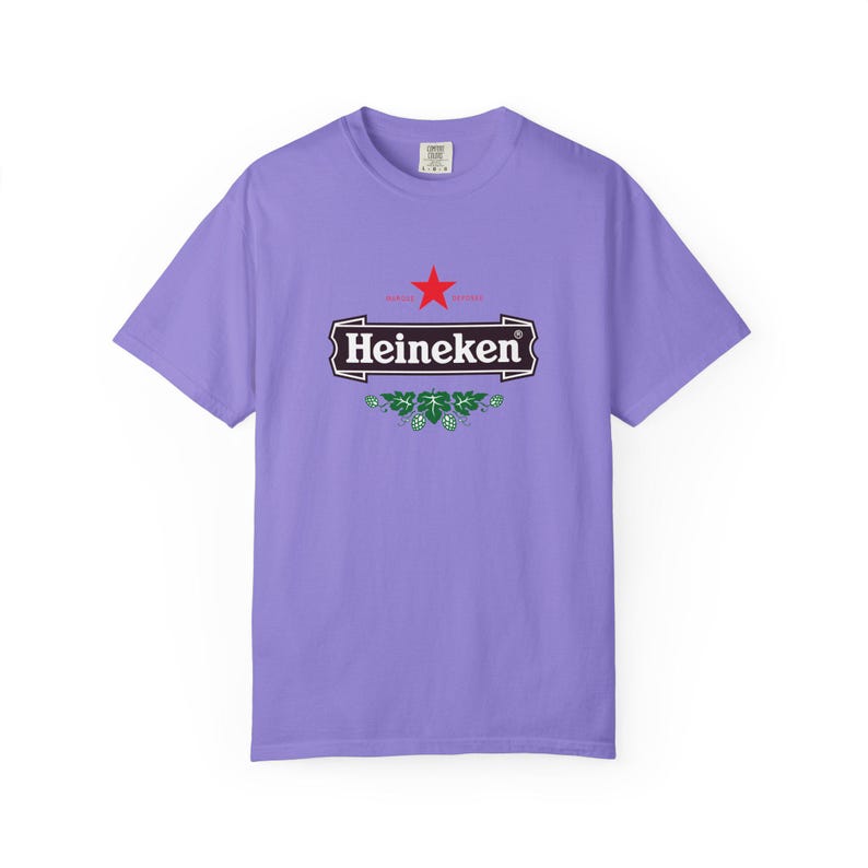 Camiseta con el logo de Heineken / Camiseta de marca de cerveza, camiseta unisex teñida en prenda. imagen 15